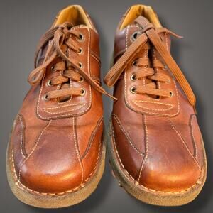 Men's Size 9 DR. MARTENS Brown Leather Stitched Sneaker Oxfords 8C57 EUC